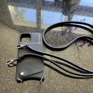 EMMA | Pebble Leather Crossbody Bandolier Black & Silver